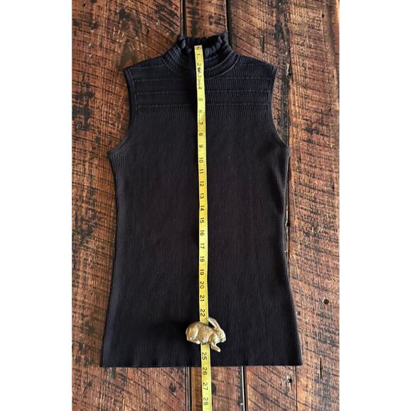 Elie Tahari Tia Womens Sleeveless Ribbed Mock Turtleneck Black Sweater Size S - Picture 11 of 11